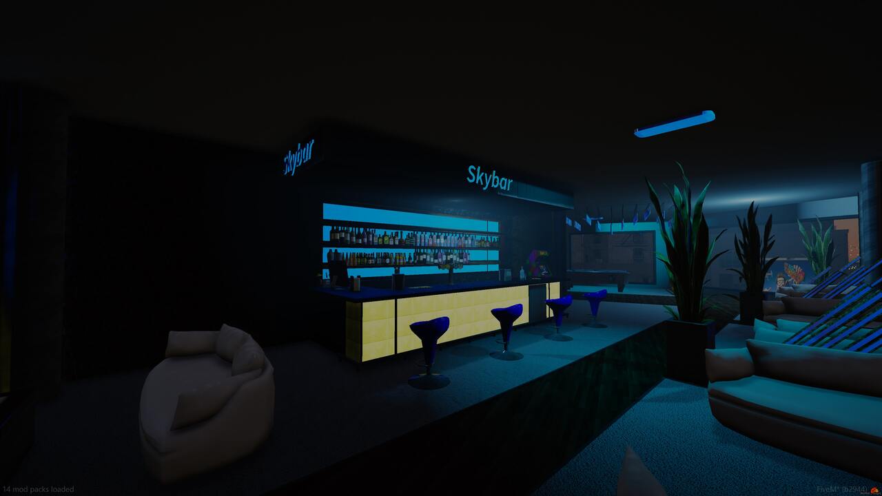 Explore exclusive fivem sky bar like sky bars, Wiwang Tower, fun MLOs, nightclubs, showrooms, and restaurants for immersive roleplaying.